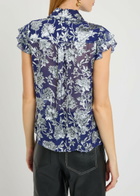 Alice + Olivia Martel Floral Devoré Blouse Blue