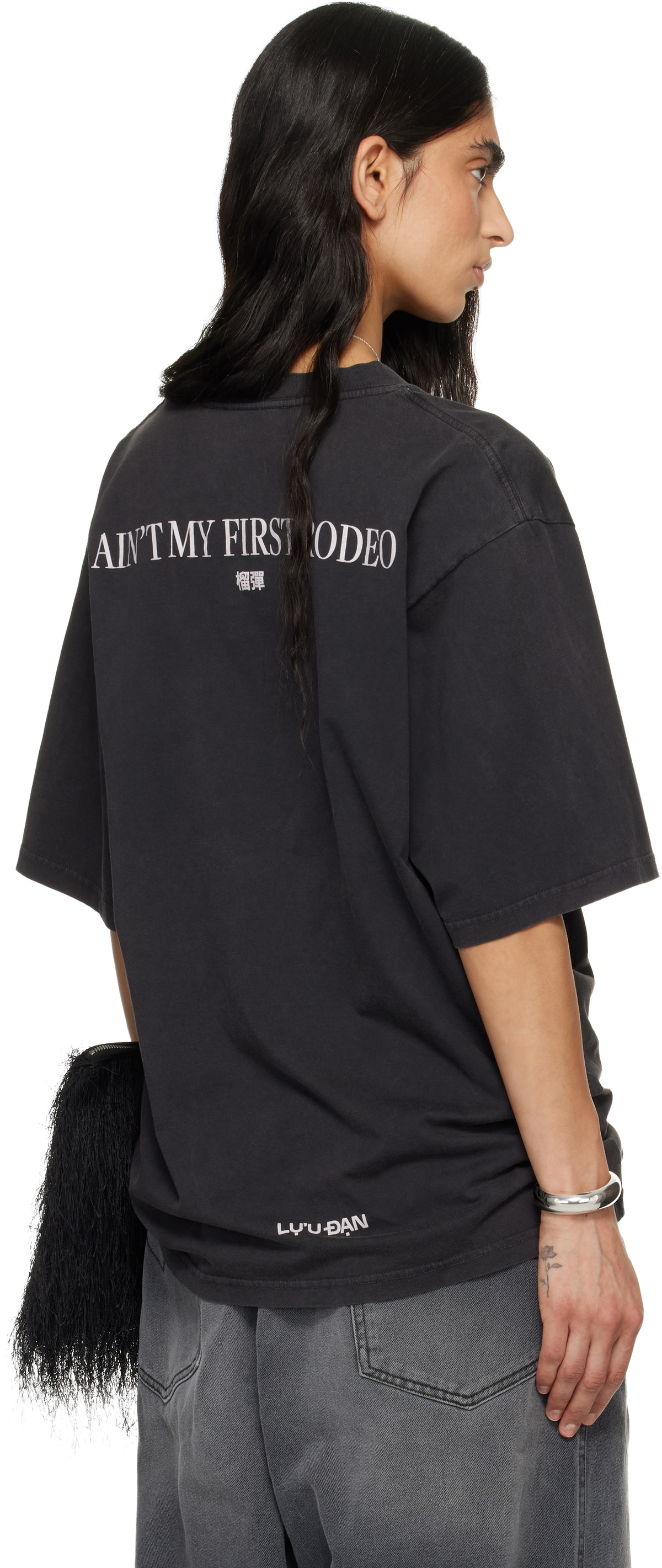 LU'U DAN Gray 'Year of the Horse' Oversized Concert T-shirt