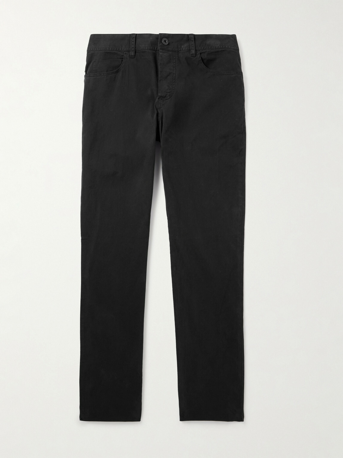 James Perse - Straight-Leg Brushed Cotton-Blend Twill Trousers - Black