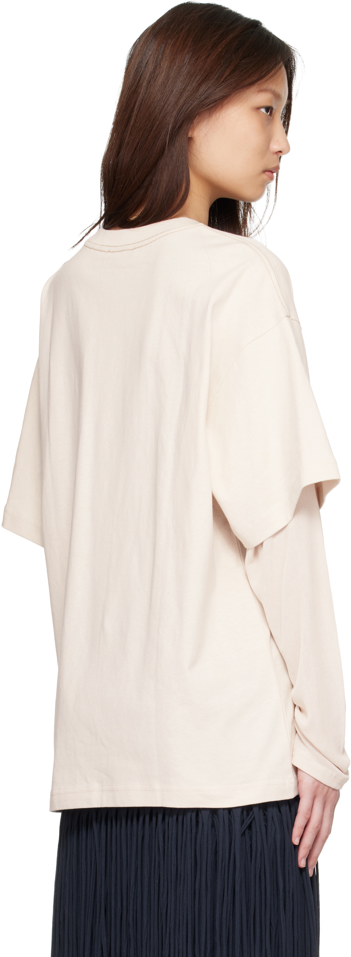 Acne Studios Beige Layered Graphic T-shirt