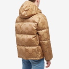 Gucci Men's Jumbo GG Jacquard Down Hooded Jacket in Beige