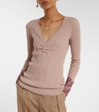 Valentino Gathered lace-trimmed cashmere sweater