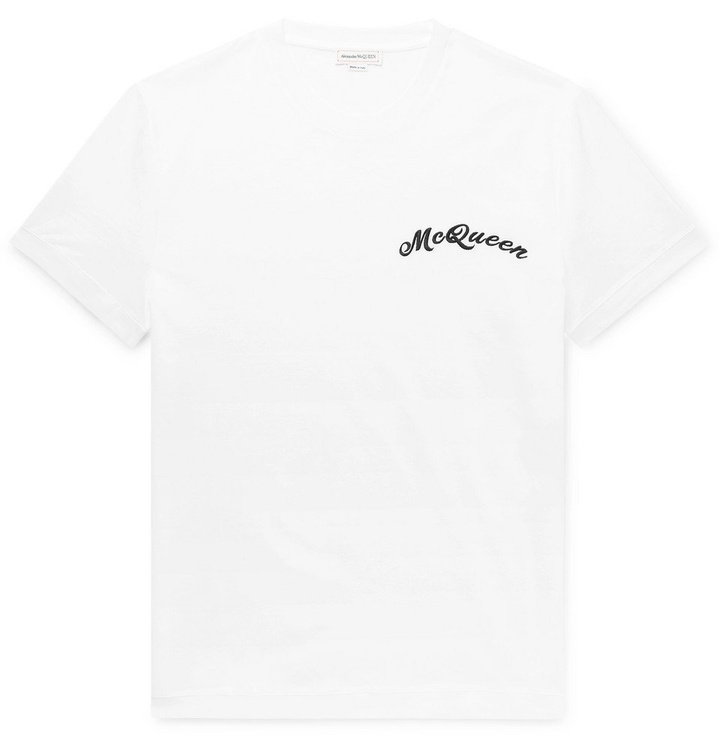 Photo: Alexander McQueen - Logo-Embroidered Cotton-Jersey T-Shirt - White