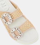 Roger Vivier Slidy Viv' leather-trimmed raffia slides
