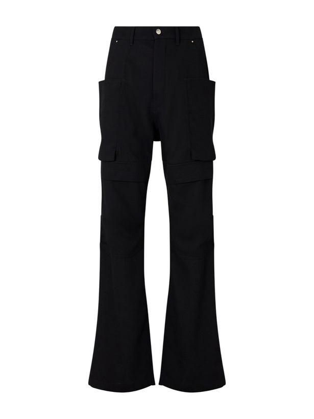 Photo: Rick Owens - Stefan Flared Grain De Poudre Wool Cargo Trousers - Black
