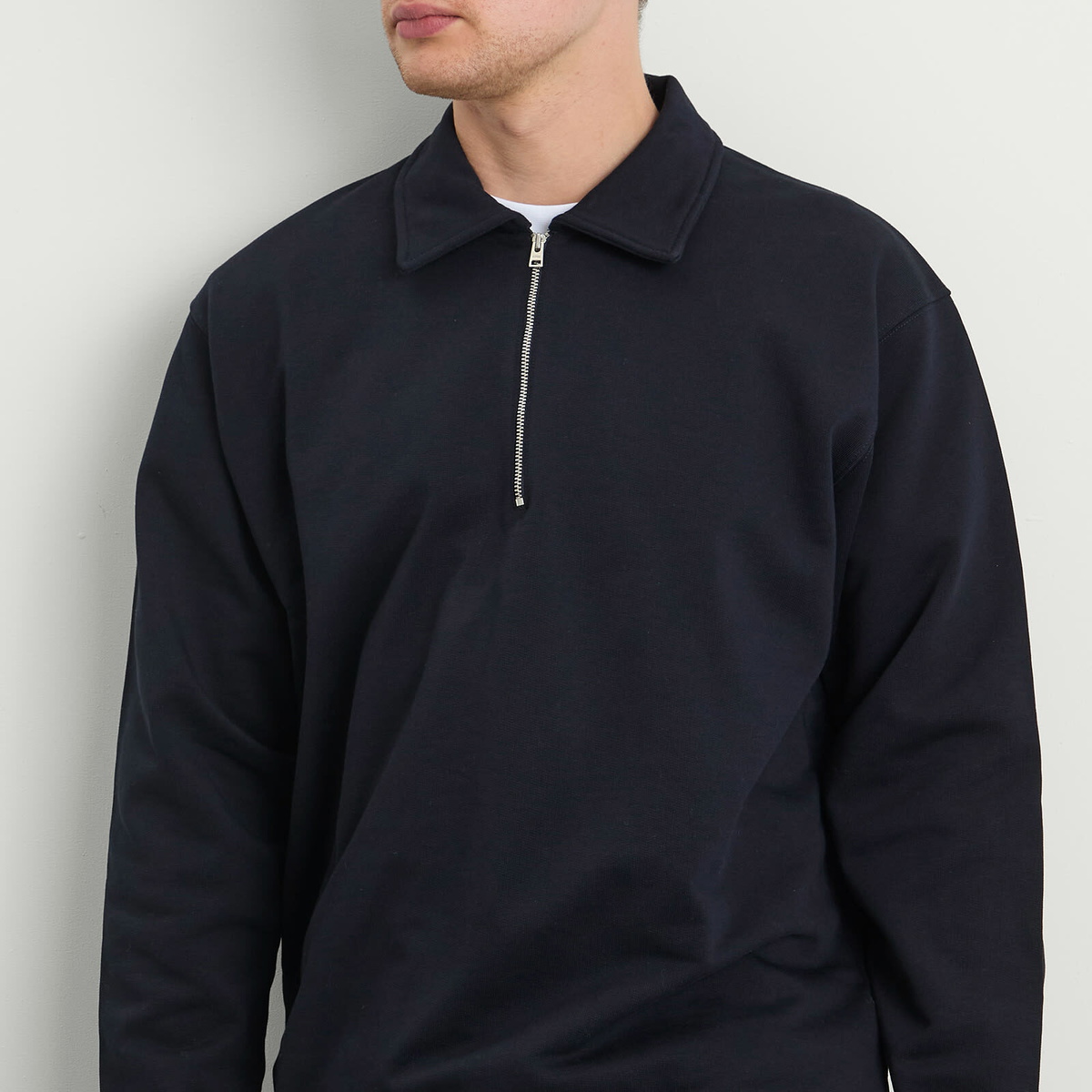 Norse Projects Men's Norse Standard Half Zip Sweatshirt in Dark Navy