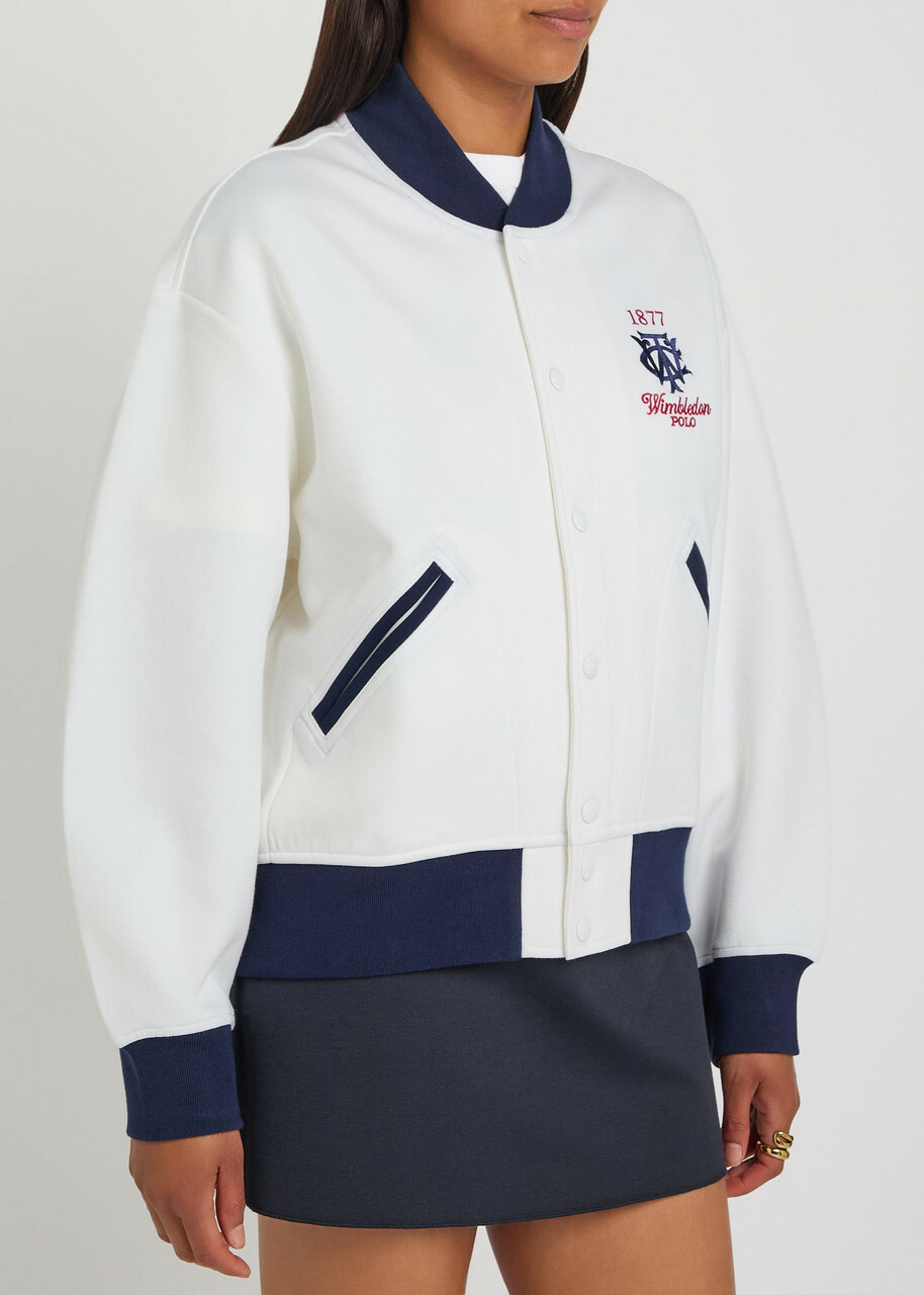 Polo Ralph Lauren Embroidered Cotton-blend Bomber Jacket White