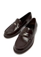 Tory Burch Classic Penny Glossed Leather Loafers Brown