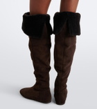 Yves Salomon Shearling and suede knee-high boots