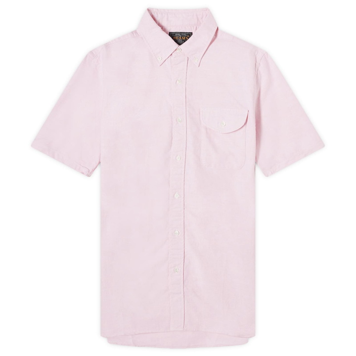 Photo: Beams Plus Men's Button Down Short Sleeve Oxford Shirt in Pink