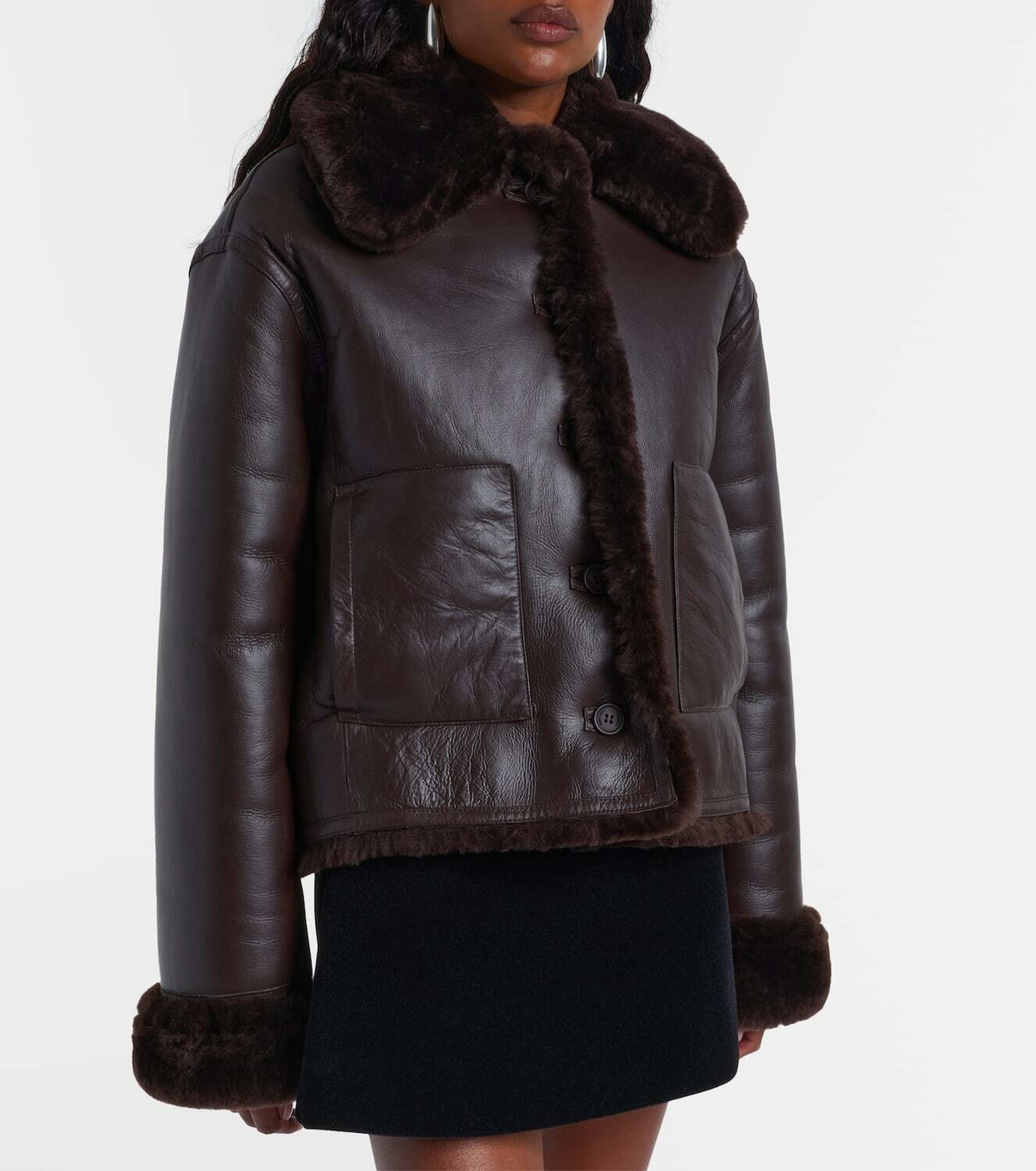 David Koma Reversible shearling and leather jacket