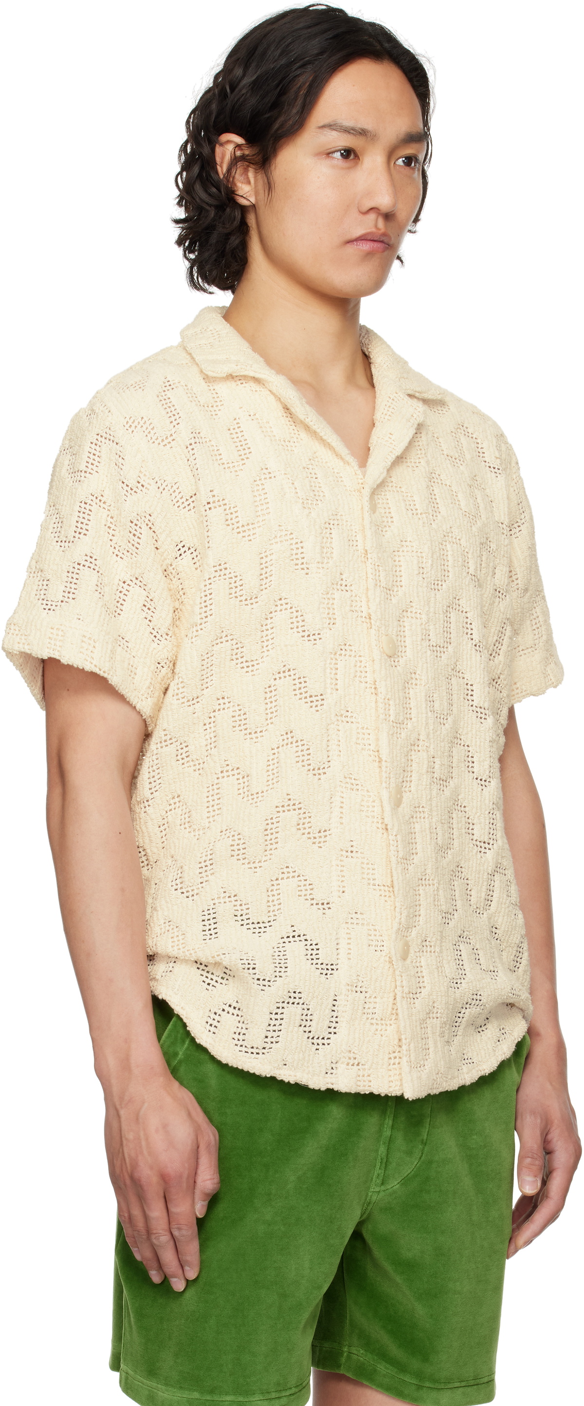 OAS Off-White Atlas Cuba Crochet Shirt OAS