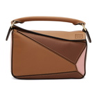 Loewe Tan and Pink Mini Puzzle Bag