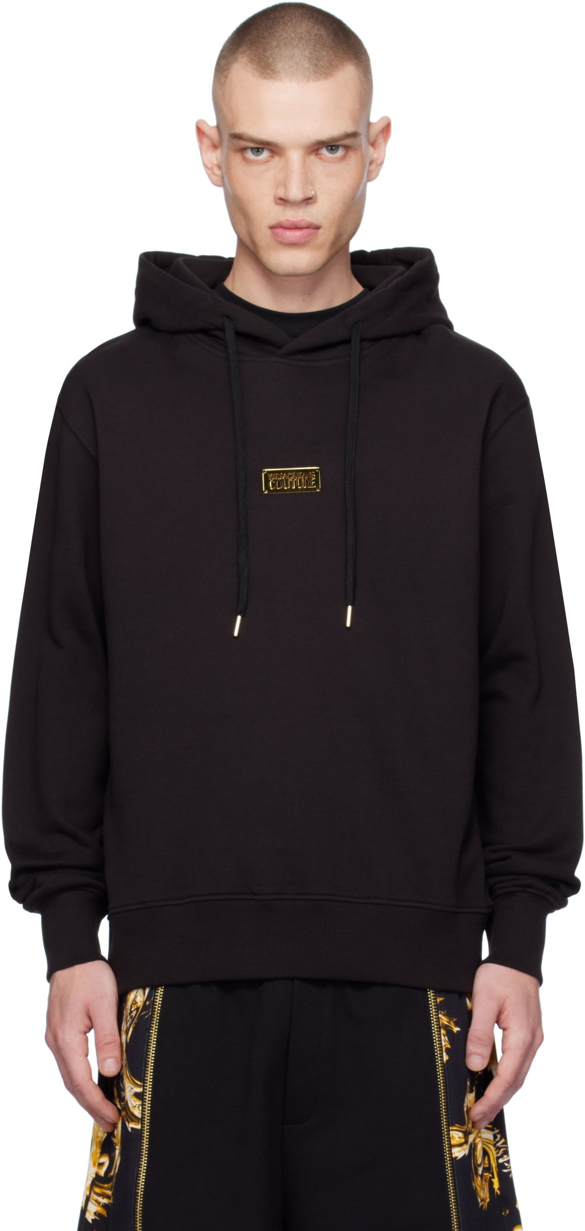 VERSACE｜HOOD/ZIP-UP (Chromo Couture Regular-Fit Hoodie Logo Hoodie Black,Gold | VERSACE US