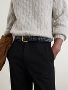 Drake's - 3.5cm Woven Leather Belt - Black