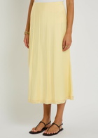 Vince Pleated Satin Midi Skirt Yellow