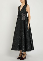 Ganni Floral-jacquard Cloqué Midi Dress Black