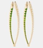Melissa Kaye Cristina 18kt gold hoop earrings with diamonds and tsavorite garnets