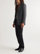 SAINT LAURENT - Slim-Fit Checked Virgin Wool-Blend Tweed Blazer - Gray