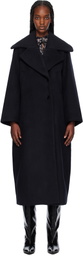 GANNI Navy Recycled Wool Coat