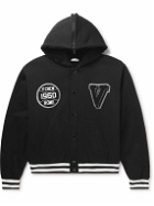 Valentino - Logo-Appliquéd Cotton-Jersey Hooded Bomber Jacket - Black