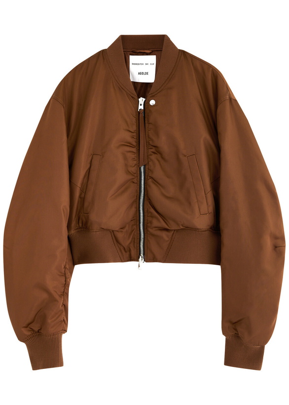 Photo: Agolde Jett Padded Satin Bomber Jacket Brown