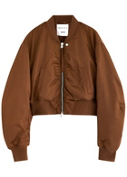 Agolde Jett Padded Satin Bomber Jacket Brown