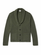 Boglioli - Shawl-Collar Ribbed Wool and Cashmere-Blend Cardigan - Green