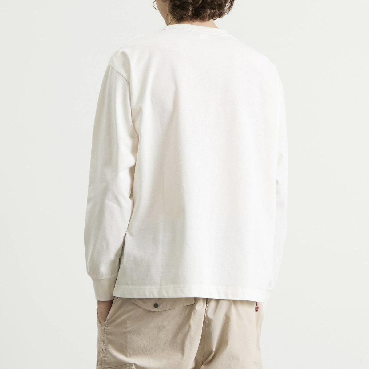 NANGA Men's Eco Hybrid Box Logo Long Sleeve T-Shirt in White