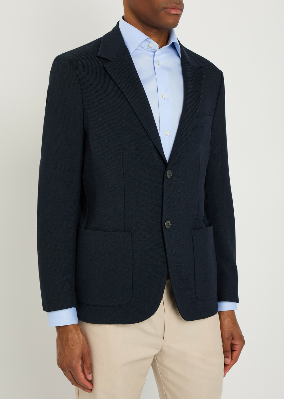 Sunspel Piqué Wool-blend Blazer Navy