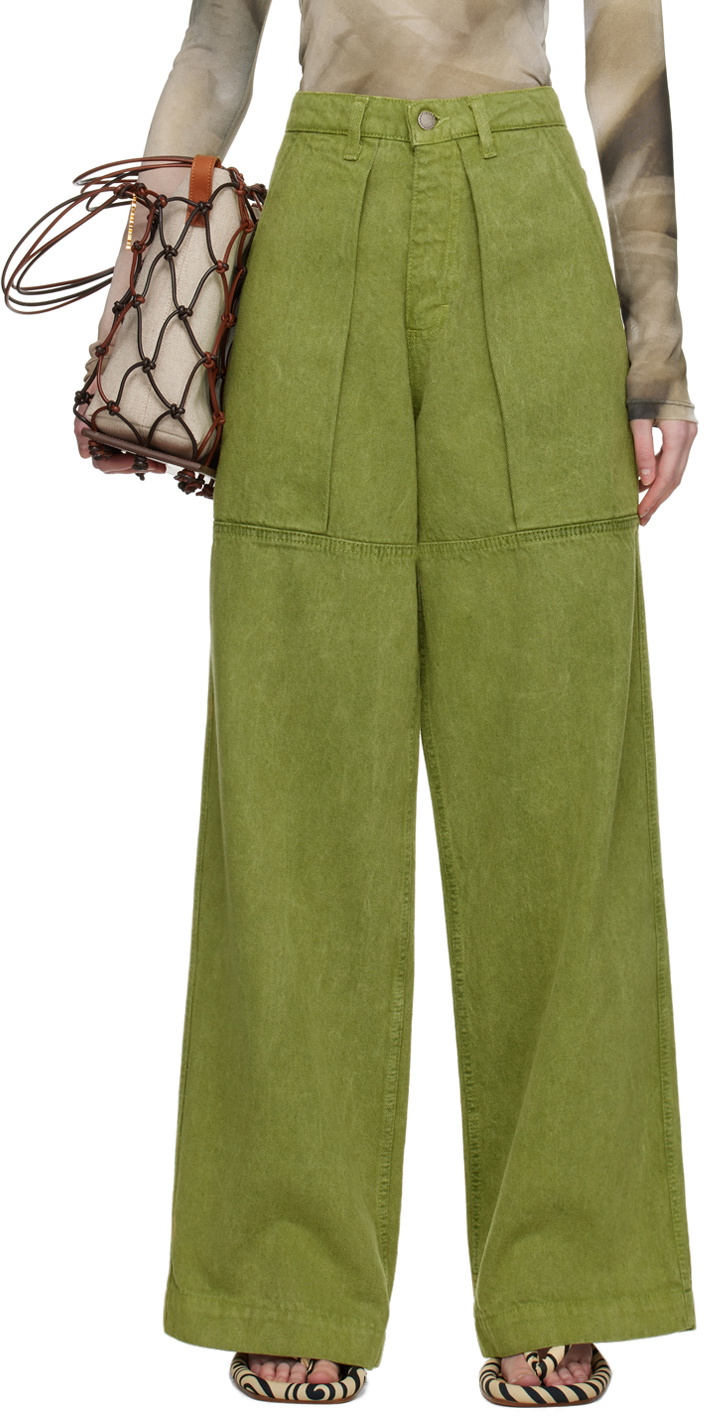 Serapis SSENSE Exclusive Green Paneled Jeans