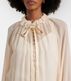 Xu Zhi Shirred tie-neck maxi dress