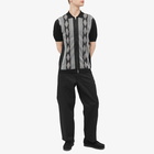 Beams Plus Men's Zip Stripe Polo Shirt Knit in Black