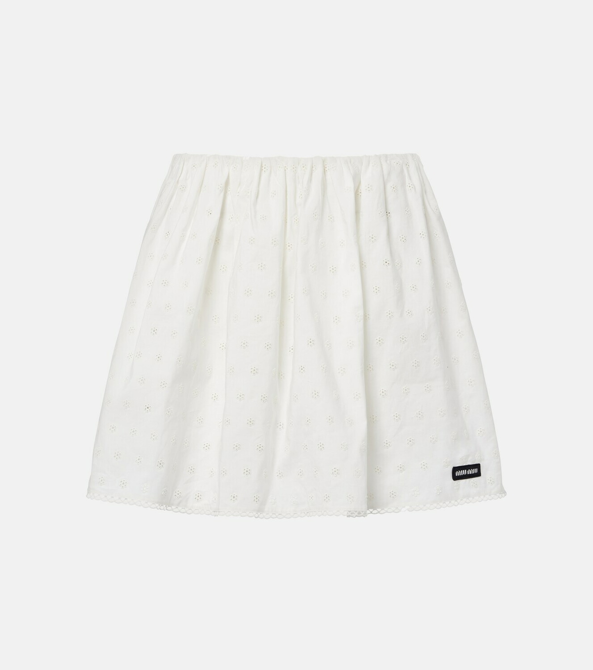 Miu Miu Cotton and linen-blend poplin miniskirt