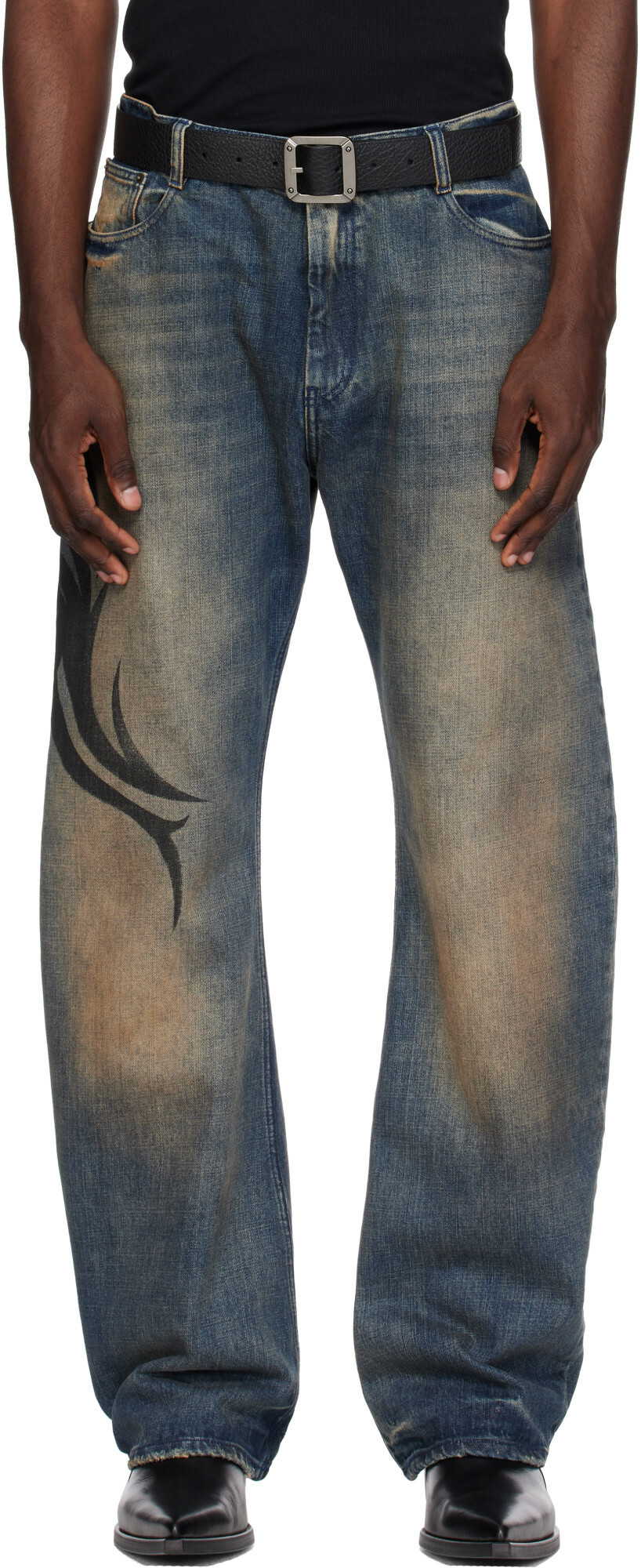 VETEMENTS Blue Graffiti O-Leg Jeans