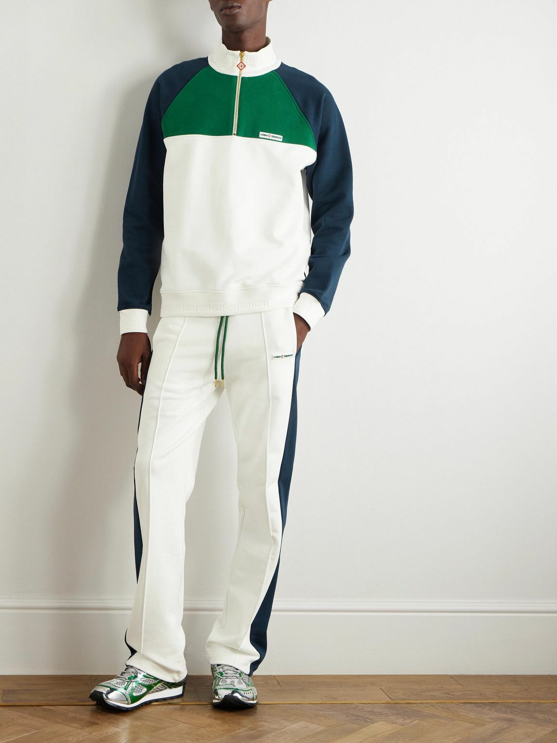 Casablanca - Logo-Appliquéd Organic Cotton-Jersey Half- Zip