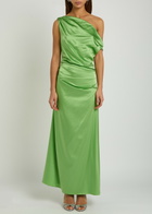 Staud Phare Draped Stretch-silk Maxi Dress Green