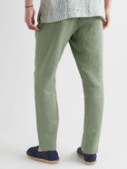 Frescobol Carioca - Oscar Straight-Leg Linen and Cotton-Blend Drawstring Trousers - Green