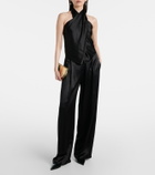 The Sei Draped halterneck silk charmeuse top