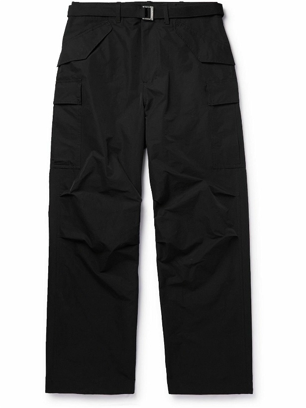 Photo: Sacai - Straight-Leg Belted Tie-Detailed Shell Cargo Trousers - Black