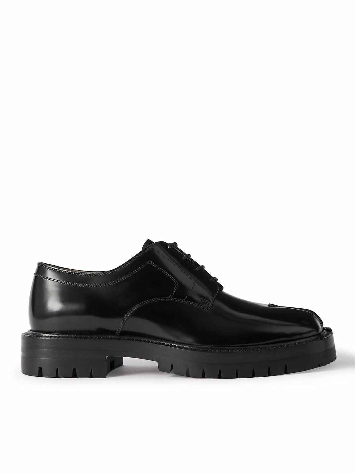 Maison Margiela - Tabi County Patent-Leather Derby Shoes - Black Maison ...