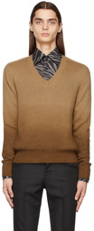 TOM FORD Brown V-Neck Ombre Sweater