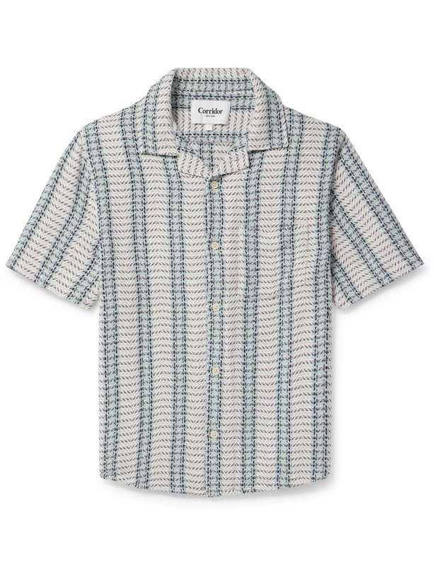 Photo: Corridor - Riverside Camp-Collar Striped Cotton-Jacquard Shirt - Neutrals