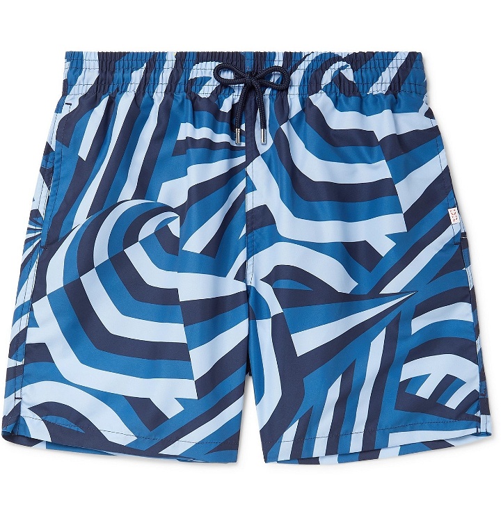 Photo: Derek Rose - Maui 28 Slim-Fit Mid-Length Printed Swim Shorts - Blue