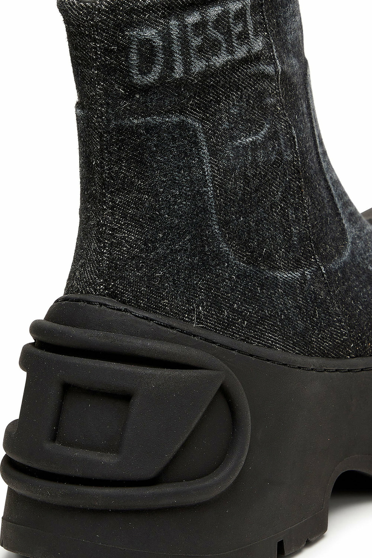 Diesel D-Donald - Denim ankle boots with wraparound rubber sole - Boots Mens in Black