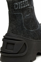Diesel D-Donald - Denim ankle boots with wraparound rubber sole - Boots Mens in Black