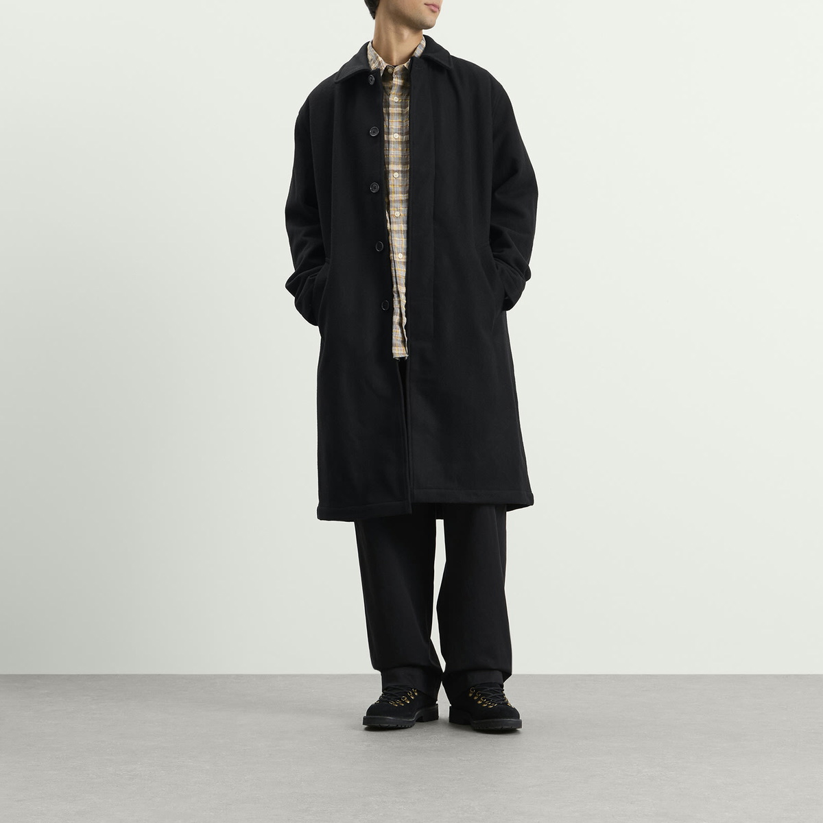 Universal Works Men's Mowbray Mac Coat in Black