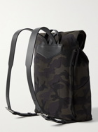MISMO - Leather-Trimmed Camouflage-Jacquard Canvas Backpack