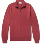 Brunello Cucinelli - Contrast-Tipped Cashmere Half-Zip Sweater - Men - Burgundy