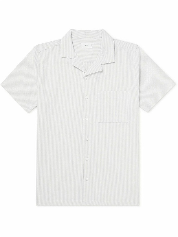 Photo: Onia - Camp-Collar Striped Stretch-Cotton Seersucker Shirt - White